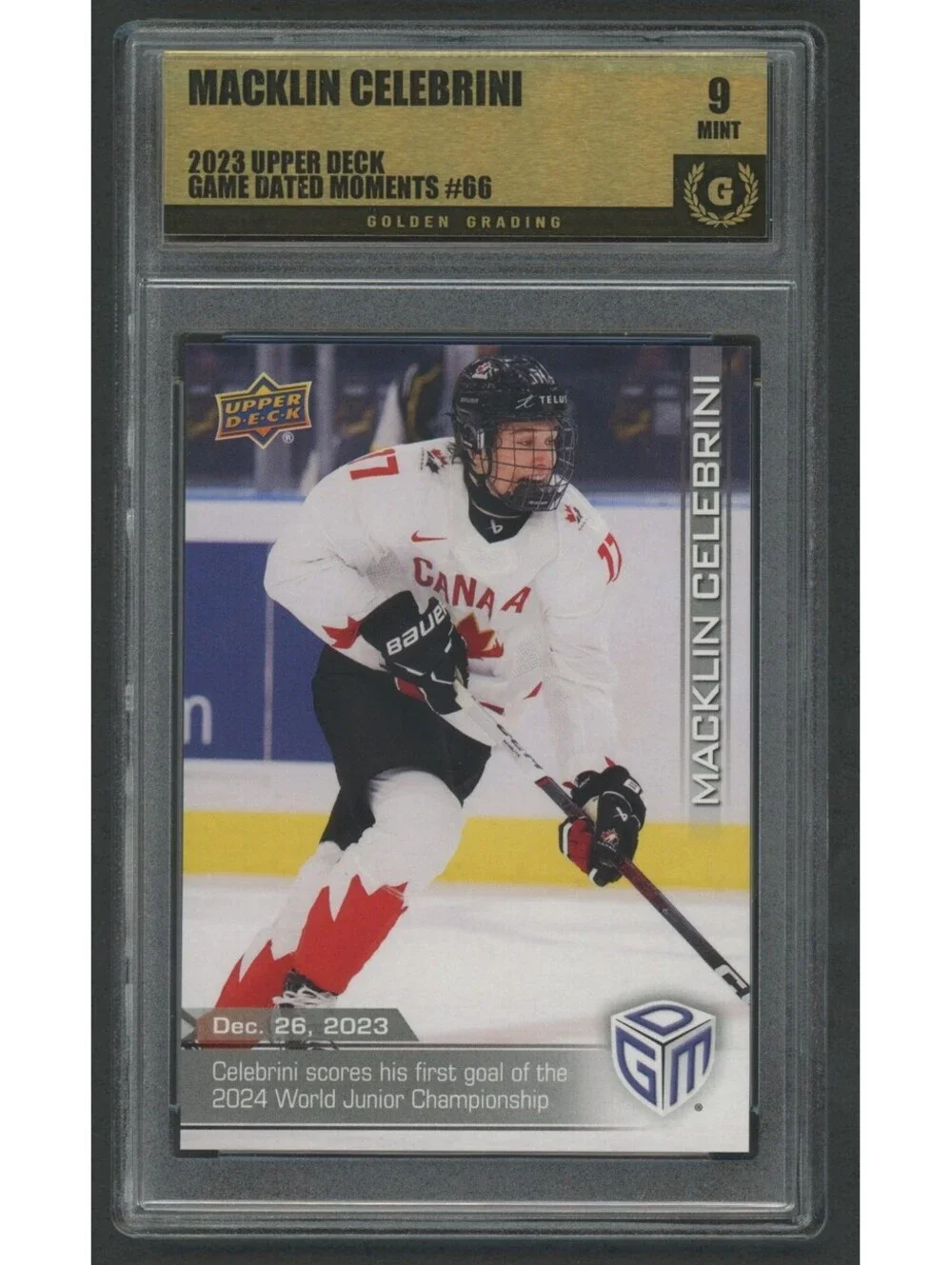 2023 Upper Deck #66 Macklin Celebrini  Rookie Card (RC) Mint 9